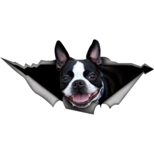 Personality Car Sticker Accessories 3D Boston Terrier Animal Auto Decorative Decal Car Window Waterproof PVC 13cm X 6cm