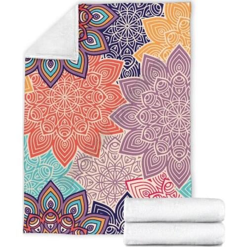 Colorful floral mandala Fleece blanket funny 3d printed Sherpa Blanket on Bed Home Textiles HOME ACCESSORIES