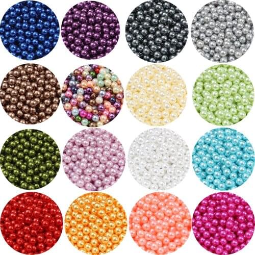 Round Multi No Hole 100pcs 8mm Acrylic Imitation Pearl Beads For DIY Scrapbook Decoration Crafts Clothing Shoes Making Supplies