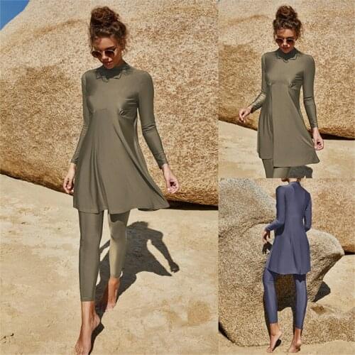 Full Cover Swimming Suit For Burkini Muslim Fashion Swimwear Women Swimsuit Long Sleeve Arab Turkey Pakistani Islamic Swim Wear