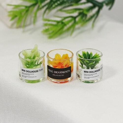 Dollhouse Furniture 1:12 Accessories Miniature Simulation Green Plant Bonsai Flower Pots Doll House Mini Furniture Home Decor