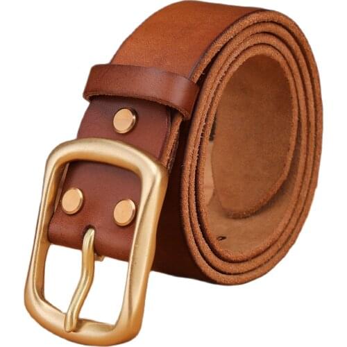 Solid brass buckle 2020 full grain 100% genuine leather mens belts luxury hot designer high quality womens cowboy brown natural