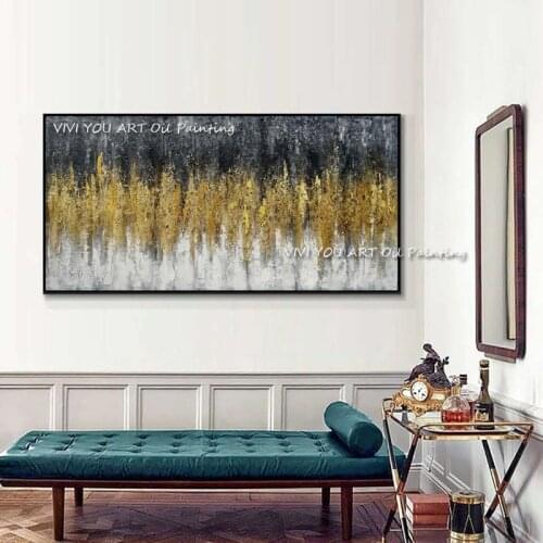 Wall Art Paintings Hand Painted Modern Large Coloring Yellow Abstract Oil Painting on Canvas Picture For Living Room Home Decor