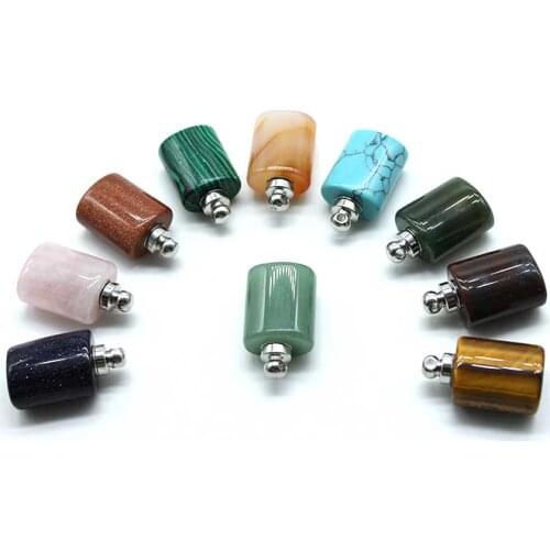 New Arrival Natural Stones Necklace Crystal silver Plated Pendants Flat Perfume Bottle Pendant Gift 1PCS