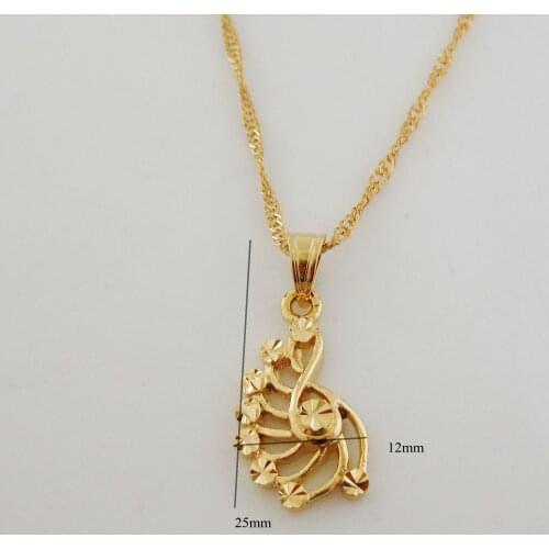Foromance YELLOW GOLD OVERLAY FILLED 18INCH WATER WAVE NECKLACE&CARVED SHINNG PENDANT/Great Gift Money Maker