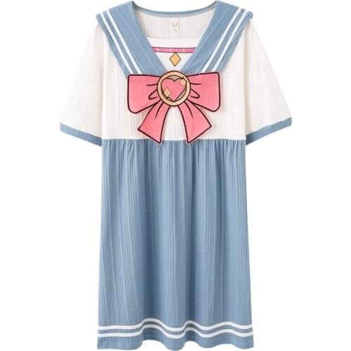 Princess Pajamas For Women Kawaii Pijama Sailor Bowknot Girls Dressing Gown Peter Pan Collar Plaid Cotton Night Dress Pyama Muje