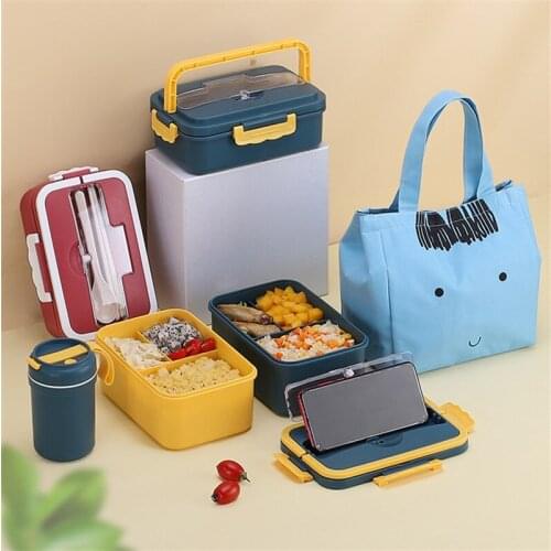 Portable Lunch Box Microwave Heated Bento Box With Sealed Lid for Kids Workers Kitchen Tableware Large Capacity Food Container