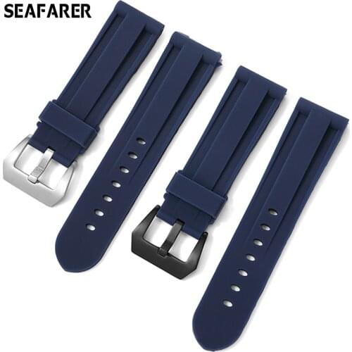 22mm 24mm 26mm Black Blue Red Orange White Army Green Watch Band Silicone Rubber Watchband Fit For Panerai Strap Needle Buckle