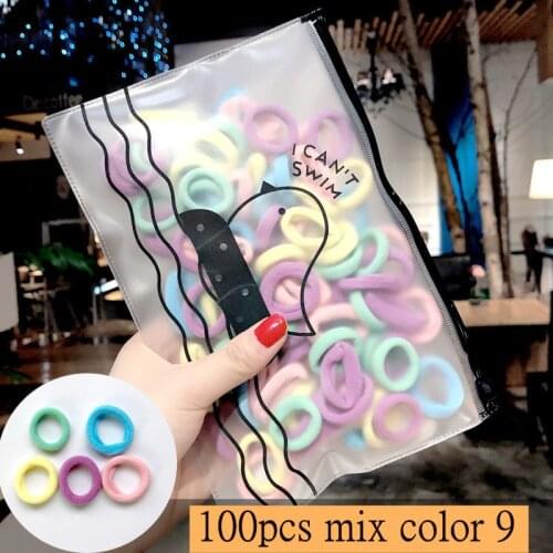 50/100pcs Girls Candy Colors Nylon Elastic Hair Bands Ponytail Holder Rubber Bands Scrunchie Headband Hair Accessories