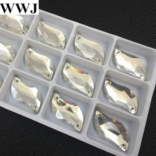 S Shape Sew On Glass Crystal Stones Crystal Clear Color Flatback 2holes 15x30mm,10x20mm,6x12mm For Dress,Garment Use