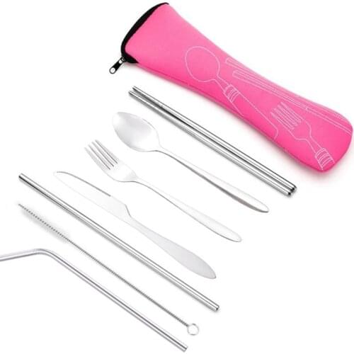 4/7Pcs Cutlery Set Stainless Steel Dinnerware Set Knives Fork Coffee Spoons Chopsticks Flatware Set Kitchen Dinner Tableware Set