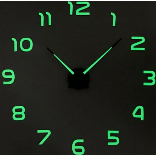 Luminous Large 3D DIY Wall Clock In Wall modern design number Home Office Decor Luminou Watck Sticker Quartz Large
