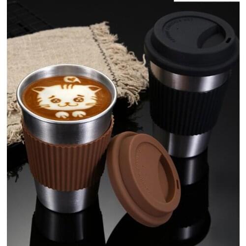 304 stainless steel thermal insulation anti-hot coffee cup milk tea cold hot drink office convenient cup