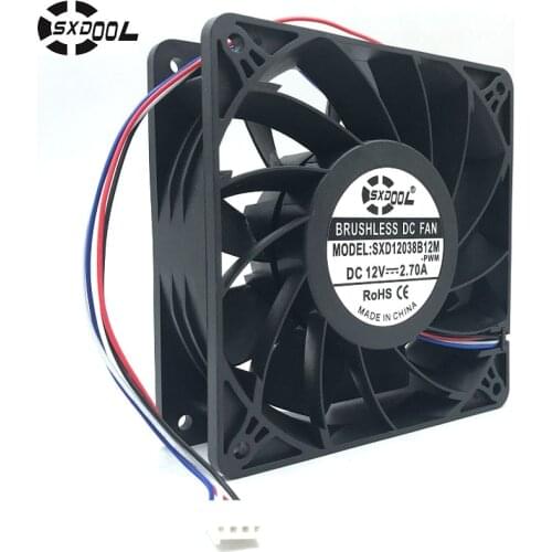High quality SXDOOL SXD12038B12M For Antminer bitmain S7 S9 cooling fan 12038 DC12V 4500RPM 200CFM replace QFR1212GHE stock