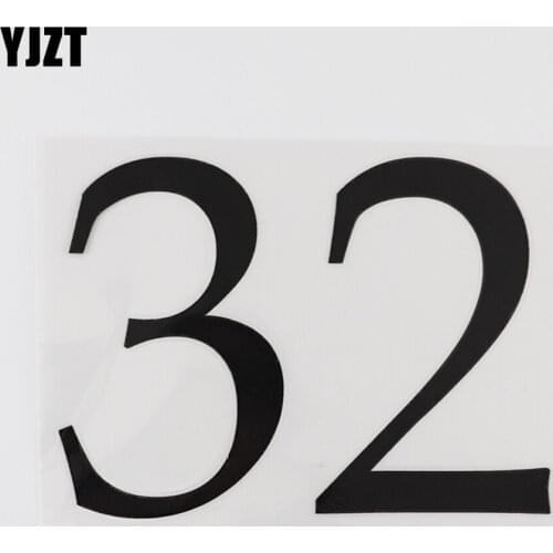 YJZT 15CM×11CM Fashion 32 Numbers Decal Black/Silver Car Stickers Visible Motorcycle 13D-0804