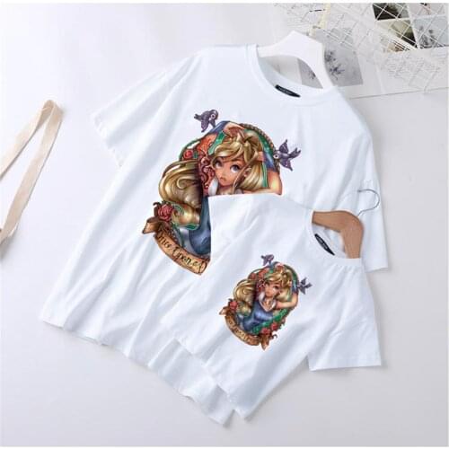 Women Summer T Shirts Short Sleeve Casual White O-neck Family Matching Clothes Mother And Daughter Streetwear Tee Shirts Tops