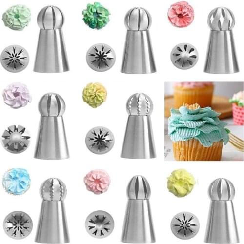 1Pcs Hot Russian Spherical Ball Stainless Steel Flower Cake Nozzles Icing Piping Decorating Tips Tools Sphere Shape Cream