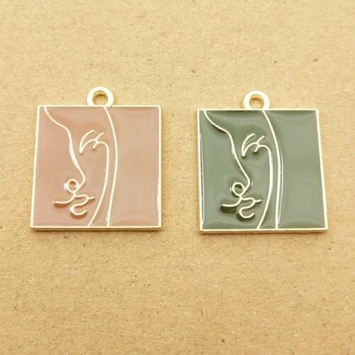 10pcs 18x21mm enamel girl face charm for jewelry making and crafting fashion earring pendant bracelet necklace charms