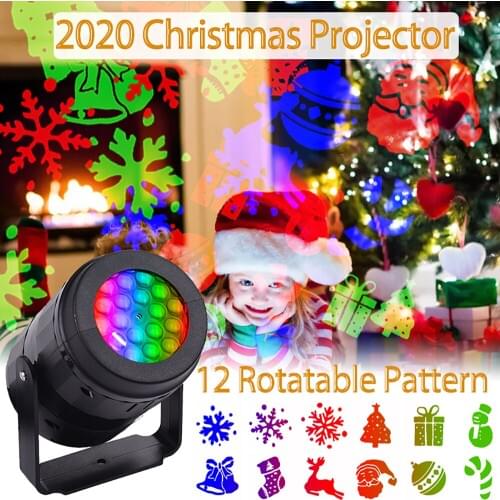 2020 Christmas LED Projector 12 Patterns Rotatable Laser Light Festival Holiday Party Decor Night Lamp Snow Projector Light Xmas