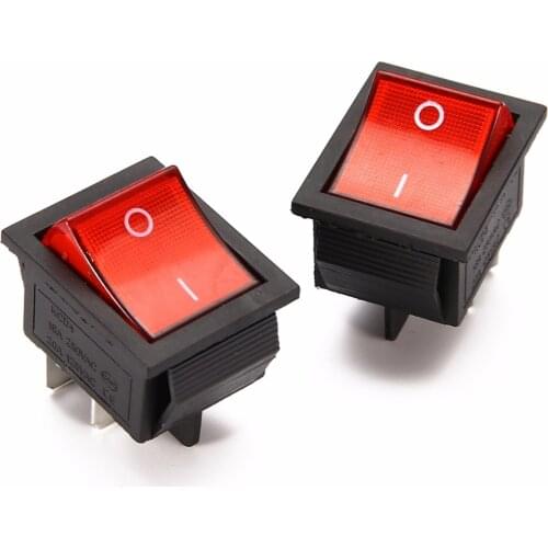 5pcs Red Lamp Light Rocker Switch with 4 Pin ON/OFF 2 Position 16A/250V For Switch Tools