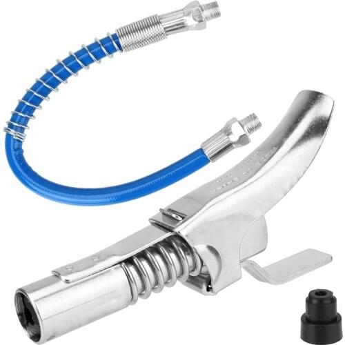 Grease Gun Coupler Coupling End Fitting 1/8” NPT SAE & Metric Zerk Fitting Quick Lock On Release Grease Gun Adapter Hose Kit