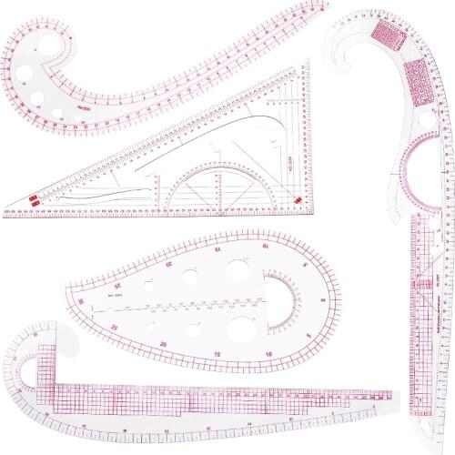 Nonvor Sewing French Curve Ruler Yardstick Sleeve Arm French Curve Set Tailor Drawing Template Craft Tool Fashion Design Tools
