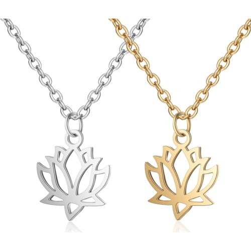 Wholesale 10pcs/Lot Stainless Steel Yoga Lotus Symbol Pendant Necklace Peaceful Indian Mantra Logo Energy Charm Lucky Jewelry
