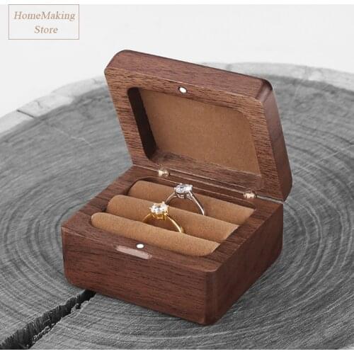 Wooden Engagement Ring Box Jewelry Display Storage Case For Wedding Ring Valentines Day Gift Organizer Handmade Ring Case