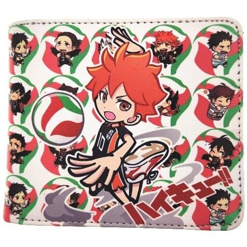 Kids favorite Japanese cartoon volleyball purse comic funss wallets basketball sport card holder purse