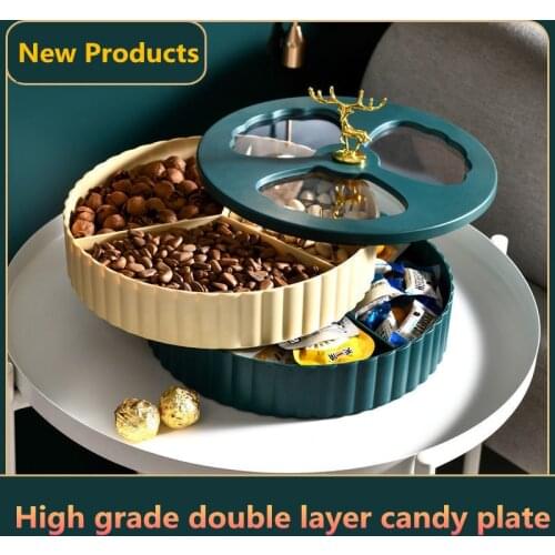 European Style Wedding Decor High Grade Double Layer Dry Fruit Box, Candy Box, Living Room Plastic Snack Box