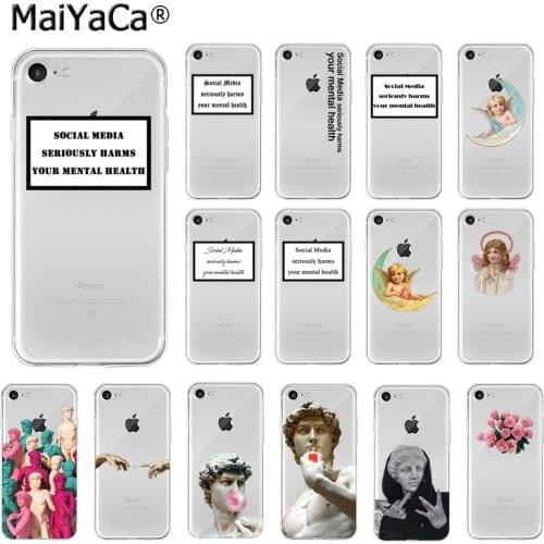 FHNBLJ Social Media plaster Sculpture David Little Angels TPU Soft Phone Case for iPhone 8 7 6 6S Plus X XS MAX 5 5S SE XR