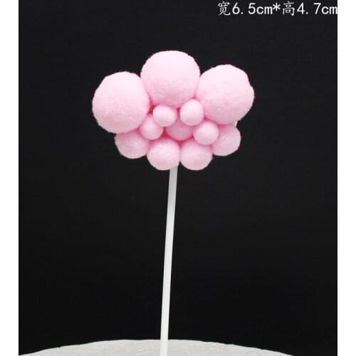 1Pcs Pink Blue Soft Pompom Cloud Cake Topper Flags for Wedding Christmas Birthday Party Cake Decoration Supplies Cake Top Flags