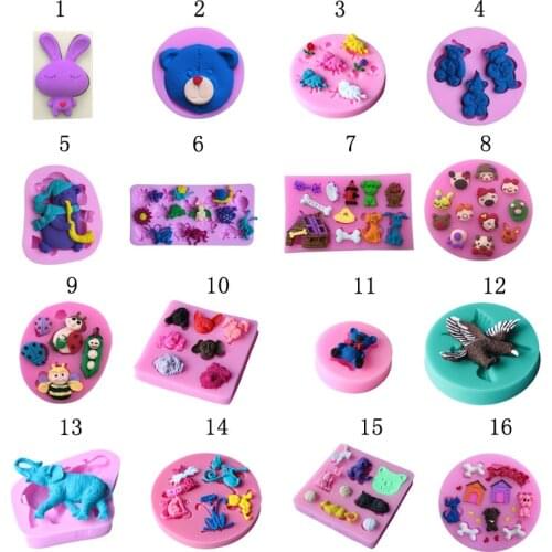 Cake Fondant Molds Cute Cartoon Animals Design DIY Silicone 3D Cake Fondant Molds Fondant Baking Tool