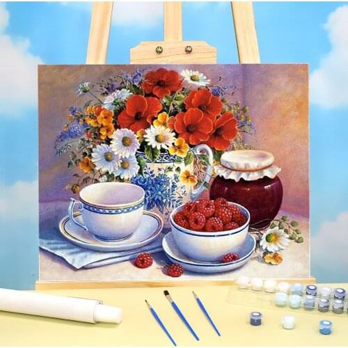 Fruit Flower DIY Painting By Numbers Complete Kit Acrylic Paints 40*50 Picture By Numbers Photo Home Decor For Wholesale