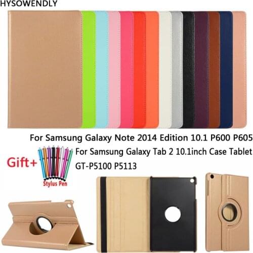 HYSOWENDLY 360 Degree Rotating Leather TPU Cases For Samsung Tab 2 10.1 inch Case Tablet GT-P5100 P5113 Note 10.1 P600 P605 2014