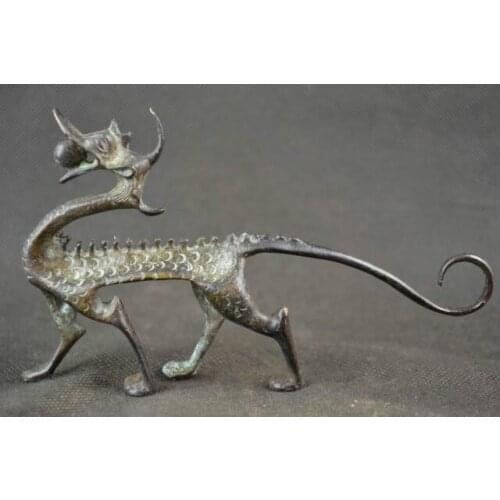 Collectible decorated handmade Copper Carved Chinese dragon lucky statue