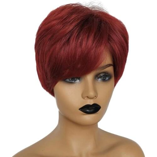 Short Curly Wigs with Bangs Human Hair Wigs Natural Fashion Party Wigs for African American Women Full Wig