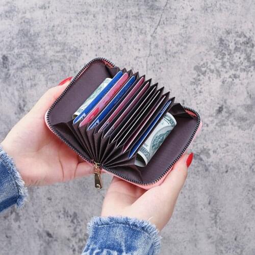 New Leather Function Card Case Business Card Holder Men Women Credit Passport Card Bag ID Passport Card Wallet Zipper Coin Purse