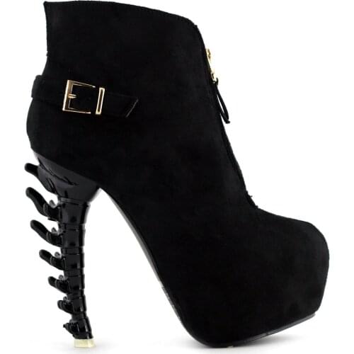 LF80620 Glam Green/Pink Buckle Zipper Bone Heel Platform Ankle Boots