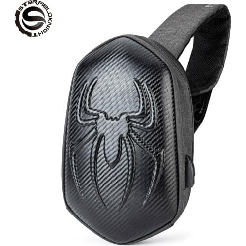 Fashion Motorcycle Messenger Bag Carbon Fiber Rainproof Cycling Chest Bag Shoulder Pack USB Jack Multifunctional Moto Backpack