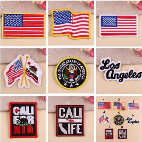 American flag state flag embroidery patch for ironing on the epaulette cloth sticker on the clothes customizable letter badge