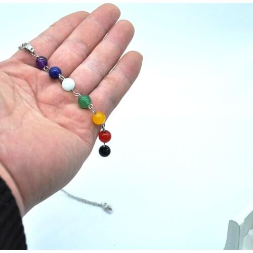 Natural Stone Colorful Beads Pendant Yoga Beads Energy Seven-Vessel Necklace