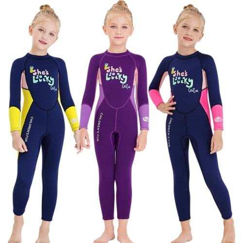 2MM Neoprene Wetsuit Children Diving Suits Swimwear Girls Long Sleeve Surfing Swimsuits For Girl Bathing Suit Wetsuits