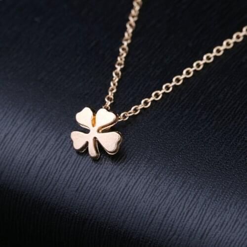 New simple lucky four-leaf clover alloy clavicle fish bone short necklace for ladies stainless steel quality fashion jewelry