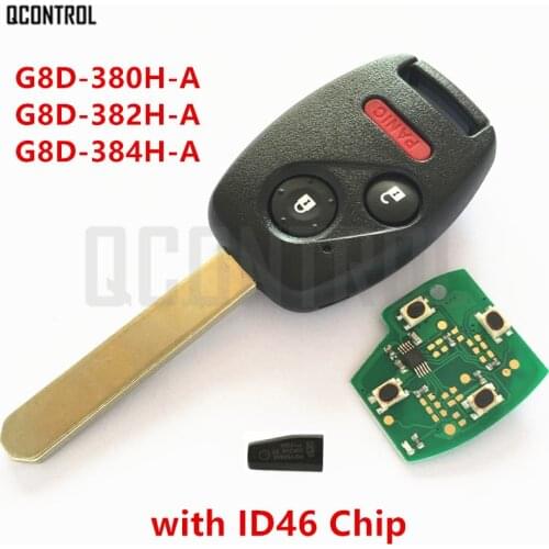 QCONTROL Car Remote Key DIY for Honda for Accord Element CR-V FIT HR-V City Odyssey Civic 2+1 Buttons with ID46