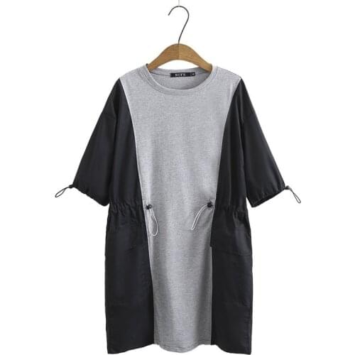 Plus Size Womens Drop Shoulder Summer Dress Oversized Patchwork Midi Dresses Large Size Vintage Vestidos