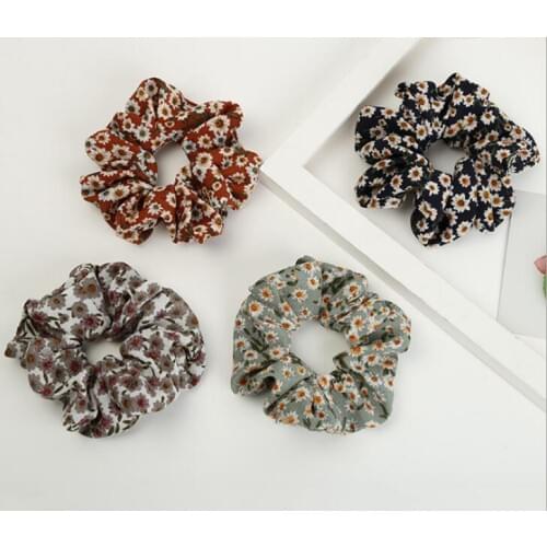 New arrival Fashion women daisy printed Hair bands summer hair Scrunchies girls cute Accessories vintage Ponytail Holderorder