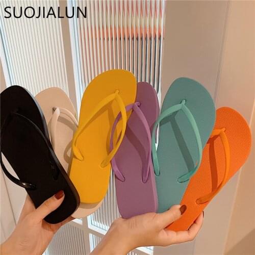 SUOJIALUN Women Summer Slippers Candy Colors Beach Slides Non-slip Soft Sole Home Flip Flop Indoor Soft Sole Sandal Shoes