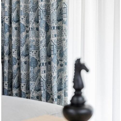 Curtains Modern Minimalist New Polyester Cotton Printed Fabric Curtains for Living Room and For Bedroom