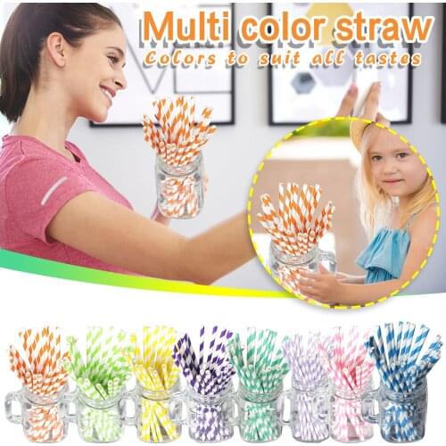 250pc Disposable Paper Straws Creative Mixed Drinking Straw Birthday Party Decorations Kids Baby Shower Wedding Party Supplies
